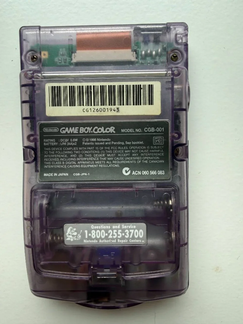 Gameboy Color Atomic Purple TESTED Working Vintage Nintendo with Games Pokemon